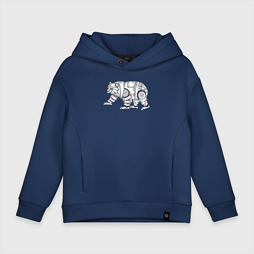 Детское худи оверсайз Робот медведь / Тёмно-синий – фото 1