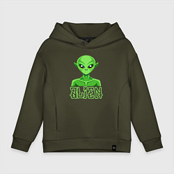 Детское худи оверсайз Гуманоид зеленый человечек