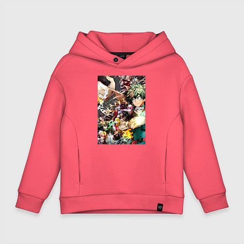 Детское худи оверсайз Моя геройская академия Идзуку Мидория Отяко Урарак / Коралловый – фото 1