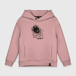 Толстовка оверсайз детская Перо павлина - на удачу, цвет: пыльно-розовый