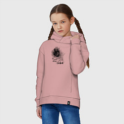 Толстовка оверсайз детская Перо павлина - на удачу, цвет: пыльно-розовый — фото 2
