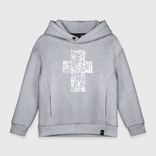 Детское худи оверсайз Depeche mode - logo, symbolism / Меланж – фото 1