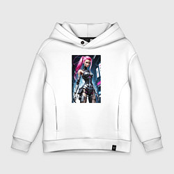 Толстовка оверсайз детская Cyber Barbie from future - ai art fantasy, цвет: белый