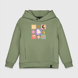 Толстовка оверсайз детская Бохо орнамент, цвет: авокадо