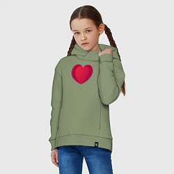 Толстовка оверсайз детская Красное сердце с тенью, цвет: авокадо — фото 2