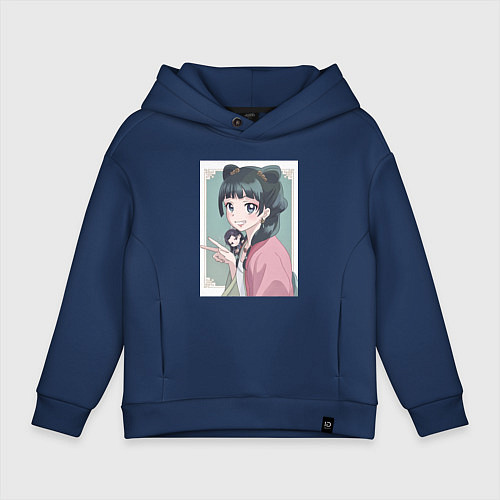 Детское худи оверсайз Монолог фармацевта Маомао чиби / Тёмно-синий – фото 1