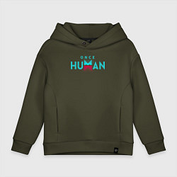 Толстовка оверсайз детская Once human logo, цвет: хаки