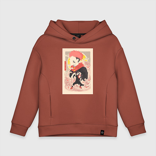 Детское худи оверсайз Магическая битва Сукуна Рёмэн арт / Кирпичный – фото 1