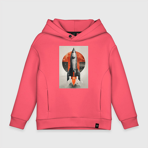 Детское худи оверсайз Постер ракеты / Коралловый – фото 1