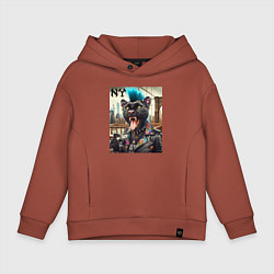 Детское худи оверсайз Чувак пантера панк с фотоаппаратом - нейросеть