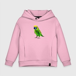 Толстовка оверсайз детская Зеленый попугай, цвет: светло-розовый
