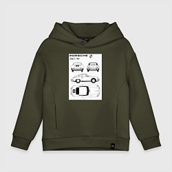 Толстовка оверсайз детская Машина Porsche, цвет: хаки