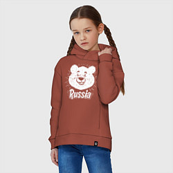 Толстовка оверсайз детская Россия и медведь, цвет: кирпичный — фото 2
