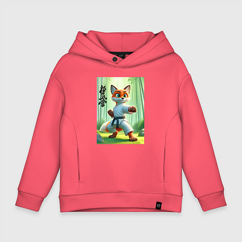 Детское худи оверсайз Kyokushin karate - fox / Коралловый – фото 1
