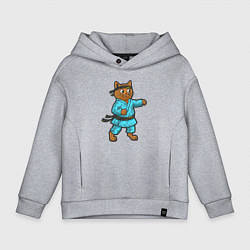 Толстовка оверсайз детская Кот каратист, цвет: меланж