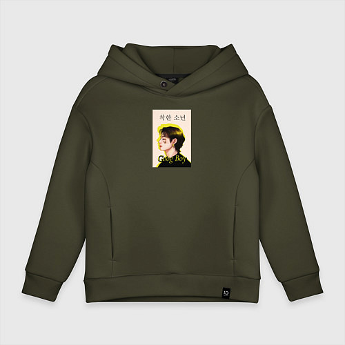 Детское худи оверсайз Техен хороший мальчик / Хаки – фото 1