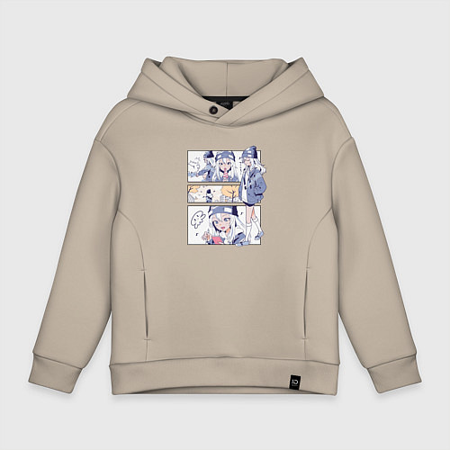 Детское худи оверсайз Ноно-тан Медуза не умеет плавать в ночи / Миндальный – фото 1