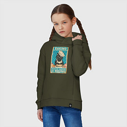 Толстовка оверсайз детская Кот пекарь, цвет: хаки — фото 2