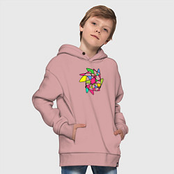 Толстовка оверсайз детская Абстрактный радужный коллейдоскоп, цвет: пыльно-розовый — фото 2