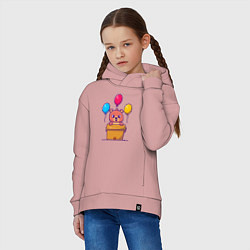 Толстовка оверсайз детская Праздничный мишутка, цвет: пыльно-розовый — фото 2