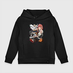 Толстовка оверсайз детская Человек-бензопила Макима Аки Пауэр Денджи Почита Л, цвет: черный