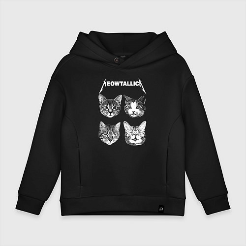 Детское худи оверсайз Мяуталлика коты / Черный – фото 1