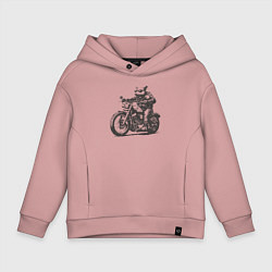 Детское худи оверсайз Опоссум на мотоцикле как байкер на чоппере