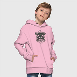 Толстовка оверсайз детская Енот ковбой, цвет: светло-розовый — фото 2