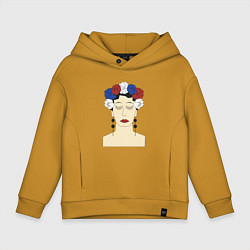 Детское худи оверсайз Женский портрет: девушка в венке триколор