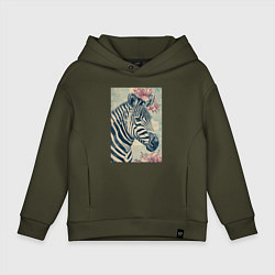 Детское худи оверсайз Зебра с цветком