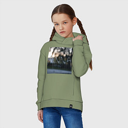 Толстовка оверсайз детская Имя Анна из капель дождя, цвет: авокадо — фото 2