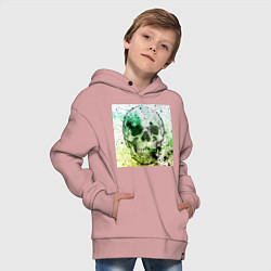 Толстовка оверсайз детская Череп черный краски, цвет: пыльно-розовый — фото 2