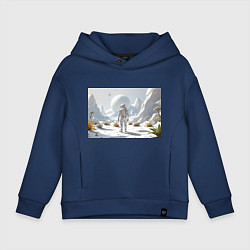 Детское худи оверсайз Астронавт на белой планете