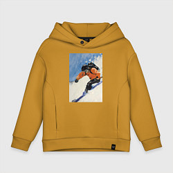 Детское худи оверсайз Горнолыжный спорт спуск - живопись маслом