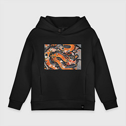 Толстовка оверсайз детская Dragon wild, цвет: черный