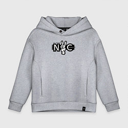 Толстовка оверсайз детская New York peace, цвет: меланж