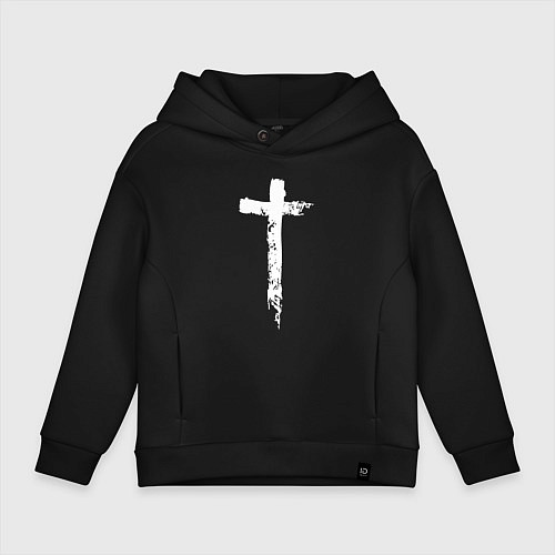 Детское худи оверсайз Стильный крест / Черный – фото 1