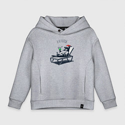 Толстовка оверсайз детская Голубь с коктейлем на лежаке к нг готов, цвет: меланж