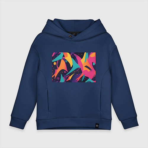 Детское худи оверсайз Космос яркая абстракция / Тёмно-синий – фото 1