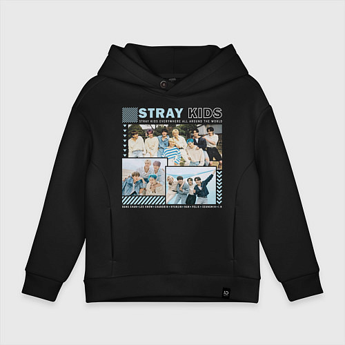 Детское худи оверсайз Stray kids ot8 / Черный – фото 1