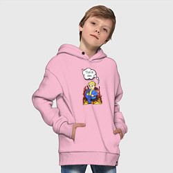 Толстовка оверсайз детская Vault boy in the fire, цвет: светло-розовый — фото 2