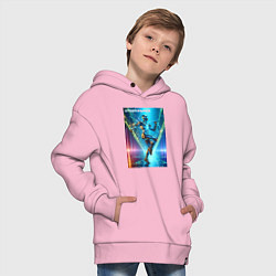 Толстовка оверсайз детская Cool cyber dancer - neon glow, цвет: светло-розовый — фото 2
