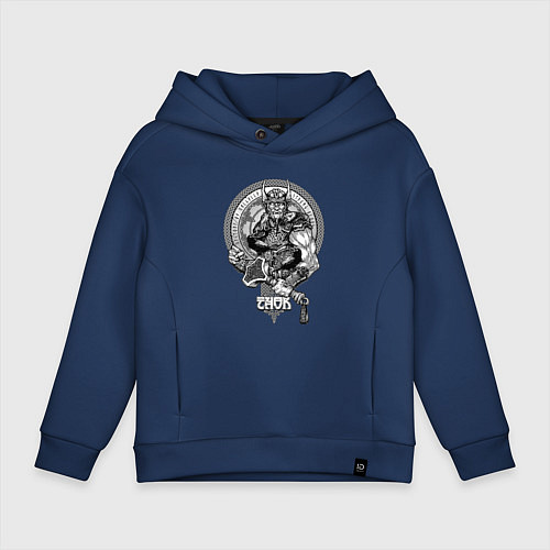 Детское худи оверсайз Victory or Valhalla / Тёмно-синий – фото 1