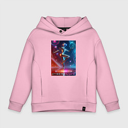 Детское худи оверсайз Танцующая кибер девчонка - неоновое свечение