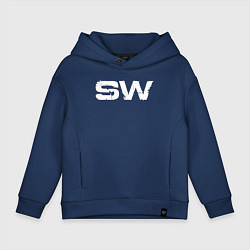 Толстовка оверсайз детская Street Workout OldSchool White Hoodie, цвет: тёмно-синий