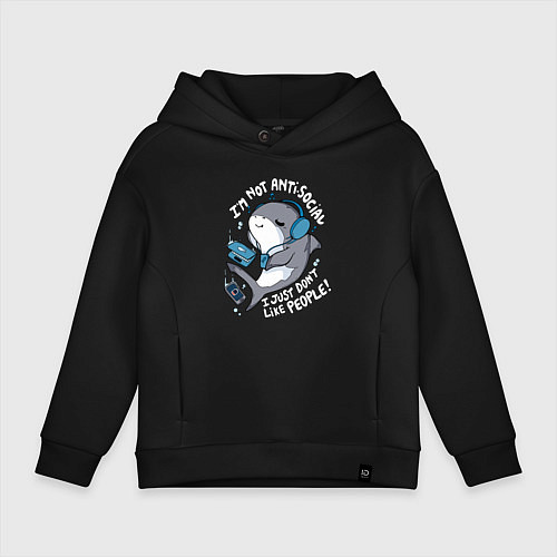 Детское худи оверсайз Im not antisocial i just dont like people / Черный – фото 1