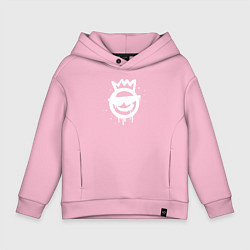 Толстовка оверсайз детская Смайлик в короне - граффити, цвет: светло-розовый