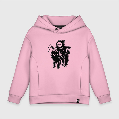 Детское худи оверсайз Жнец и его кот / Светло-розовый – фото 1