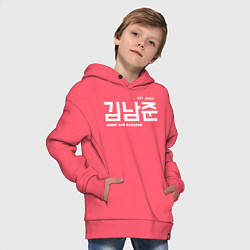Толстовка оверсайз детская Ким Намджун bts, цвет: коралловый — фото 2