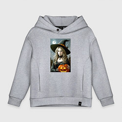 Детское худи оверсайз Ведьма держит тыкву - хэллоуин